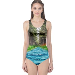 River Forest Landscape Nature One Piece Swimsuit by Celenk