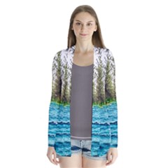 River Forest Landscape Nature Drape Collar Cardigan by Celenk