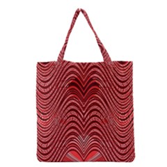 Red Wave Pattern Grocery Tote Bag by Celenk