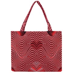 Red Wave Pattern Mini Tote Bag by Celenk