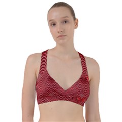 Red Wave Pattern Sweetheart Sports Bra by Celenk