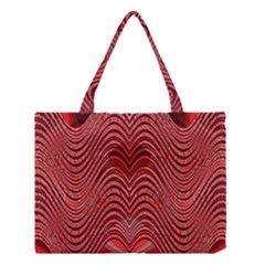 Red Wave Pattern Medium Tote Bag by Celenk