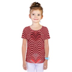 Red Wave Pattern Kids  One Piece Tee