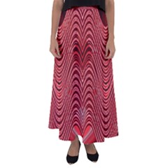 Red Wave Pattern Flared Maxi Skirt by Celenk