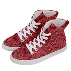 Red Wave Pattern Women s Hi-top Skate Sneakers by Celenk