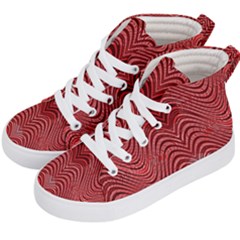 Red Wave Pattern Kid s Hi-top Skate Sneakers by Celenk