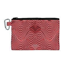 Red Wave Pattern Canvas Cosmetic Bag (medium) by Celenk