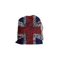 Union Jack Flag Uk Patriotic Drawstring Pouches (small)  by Celenk