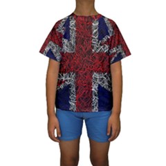 Union Jack Flag Uk Patriotic Kids  Short Sleeve Swimwear by Celenk