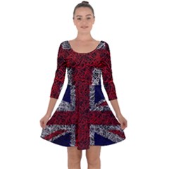 Union Jack Flag Uk Patriotic Quarter Sleeve Skater Dress