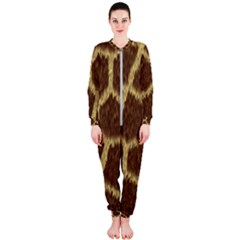 Background Texture Giraffe Onepiece Jumpsuit (ladies)  by Celenk