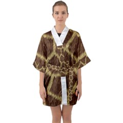 Background Texture Giraffe Quarter Sleeve Kimono Robe