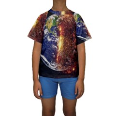 Climate Change Global Warming Kids  Short Sleeve Swimwear by Celenk