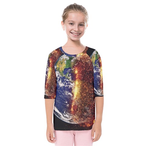 Climate Change Global Warming Kids  Quarter Sleeve Raglan Tee by Celenk