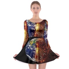 Climate Change Global Warming Long Sleeve Skater Dress by Celenk