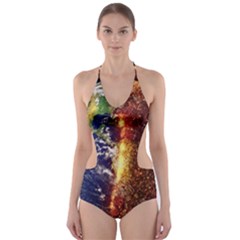 Climate Change Global Warming Cut-out One Piece Swimsuit by Celenk