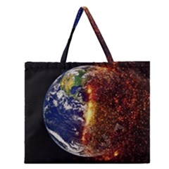 Climate Change Global Warming Zipper Large Tote Bag