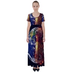 Climate Change Global Warming High Waist Short Sleeve Maxi Dress by Celenk