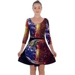 Climate Change Global Warming Quarter Sleeve Skater Dress