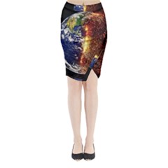 Climate Change Global Warming Midi Wrap Pencil Skirt by Celenk