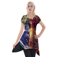 Climate Change Global Warming Short Sleeve Side Drop Tunic by Celenk