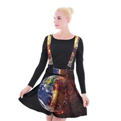 Climate Change Global Warming Suspender Skater Skirt by Celenk