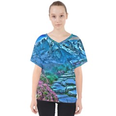 Pathway Nature Landscape Outdoor V-neck Dolman Drape Top