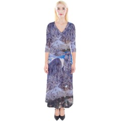 Rock Sky Nature Landscape Stone Quarter Sleeve Wrap Maxi Dress by Celenk