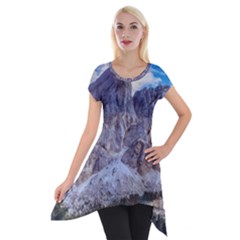 Rock Sky Nature Landscape Stone Short Sleeve Side Drop Tunic by Celenk