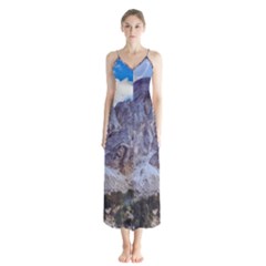 Rock Sky Nature Landscape Stone Button Up Chiffon Maxi Dress by Celenk