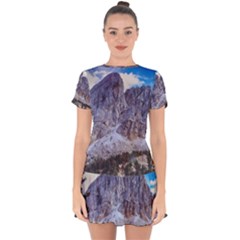 Rock Sky Nature Landscape Stone Drop Hem Mini Chiffon Dress by Celenk