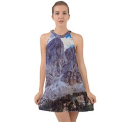 Rock Sky Nature Landscape Stone Halter Tie Back Chiffon Dress by Celenk