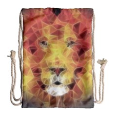 Fractal Lion Drawstring Bag (large) by Celenk