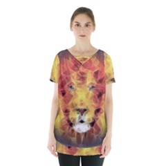 Fractal Lion Skirt Hem Sports Top by Celenk