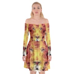 Fractal Lion Off Shoulder Skater Dress by Celenk