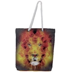 Fractal Lion Full Print Rope Handle Tote (large)