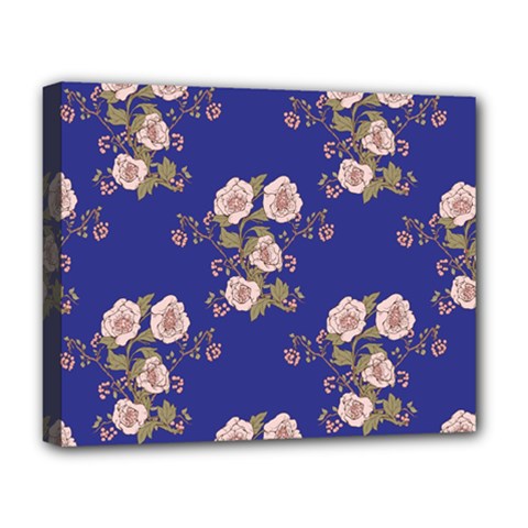 Ndigo Bedding Floral Deluxe Canvas 20  X 16   by Celenk