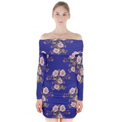 Ndigo Bedding Floral Long Sleeve Off Shoulder Dress by Celenk