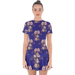 Ndigo Bedding Floral Drop Hem Mini Chiffon Dress