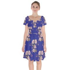 Ndigo Bedding Floral Short Sleeve Bardot Dress by Celenk