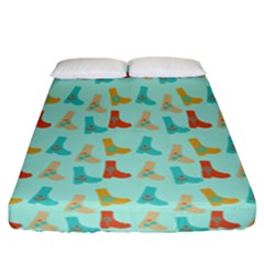 Blue Orange Boots Fitted Sheet (california King Size) by snowwhitegirl