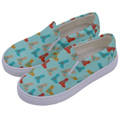 Blue Orange Boots Kids  Canvas Slip Ons