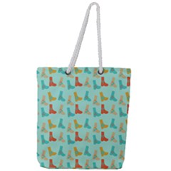 Blue Orange Boots Full Print Rope Handle Tote (large) by snowwhitegirl