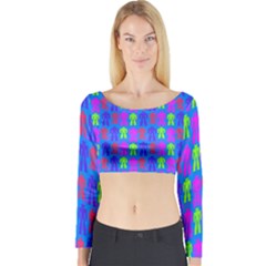 Neon Robot Long Sleeve Crop Top by snowwhitegirl