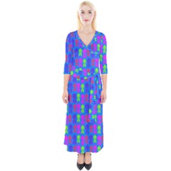 Neon Robot Quarter Sleeve Wrap Maxi Dress by snowwhitegirl