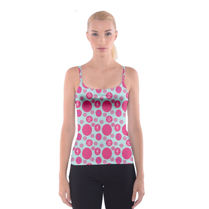 Blue Retro Dots Spaghetti Strap Top