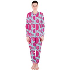 Blue Retro Dots Onepiece Jumpsuit (ladies)  by snowwhitegirl