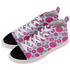 Blue Retro Dots Men s Mid-top Canvas Sneakers