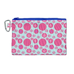 Blue Retro Dots Canvas Cosmetic Bag (large)