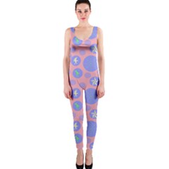 Pink Retro Dots Onepiece Catsuit by snowwhitegirl